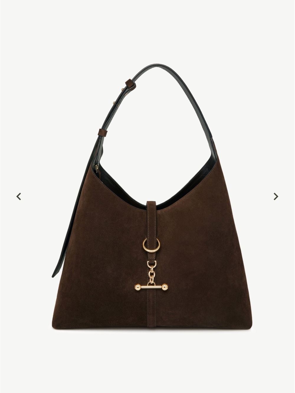 Brown Suede Hobo Shoulder Bag with Gold Hardware